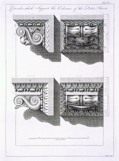 Consoli che sostengono colonne della Porta Aurea, da 